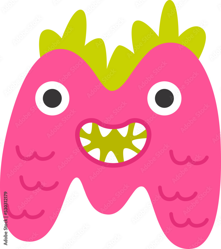 Fototapeta premium Childish monster M letter. Vector illustration