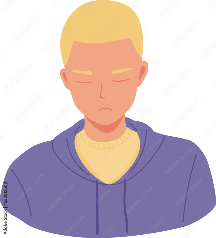 The Emotion of Skin Head Man. Disappointed Expression Cartoon Vector Illustration The Emotion of Skin Head Man. Disappointed Expression Cartoon Vector Illustration