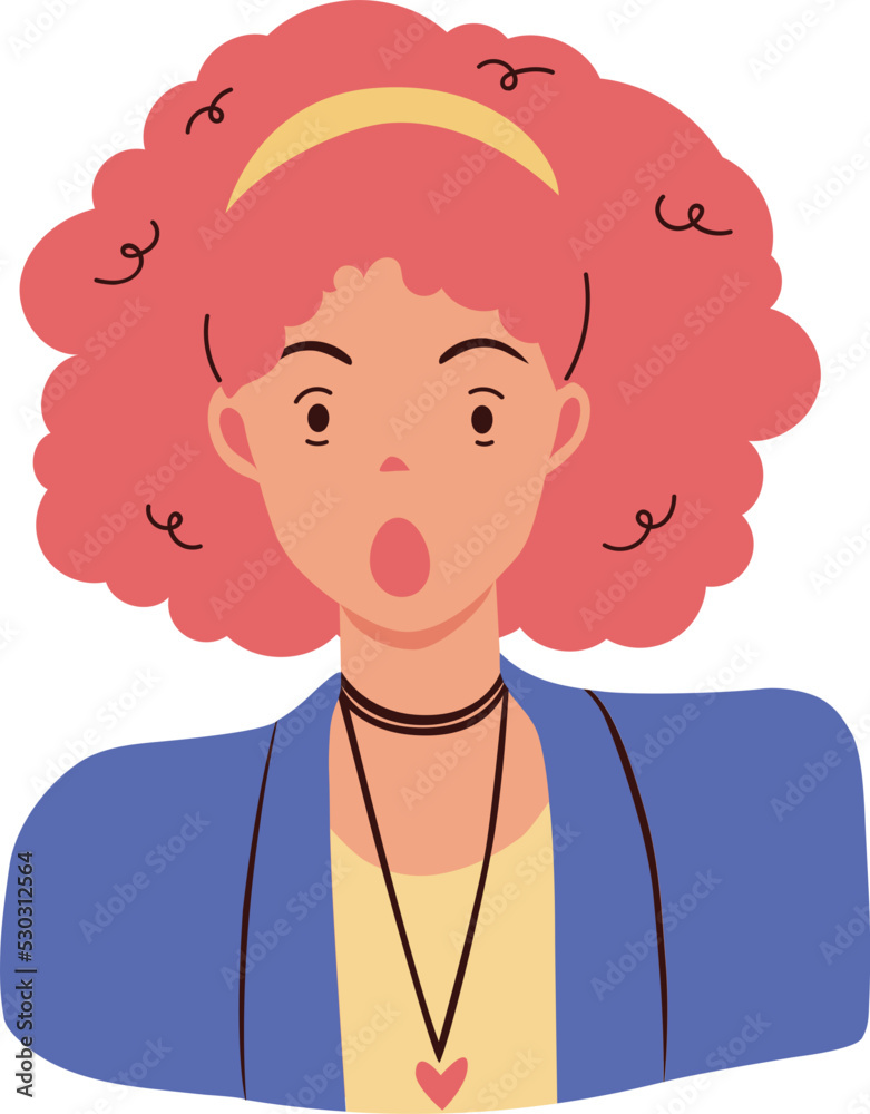 The Emotion of Woman. Surprised Expression Cartoon Vector Illustration The Emotion of Woman. Surprised Expression Cartoon Vector Illustration