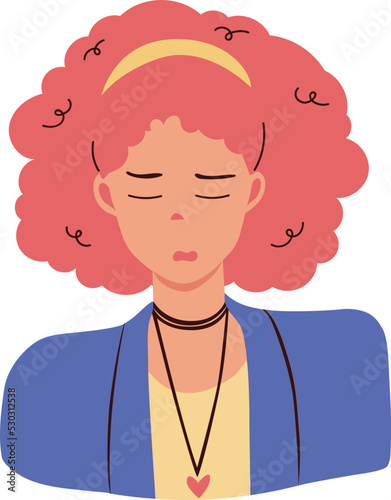 The Emotion of Woman. Exhausted Expression Cartoon Vector Illustration