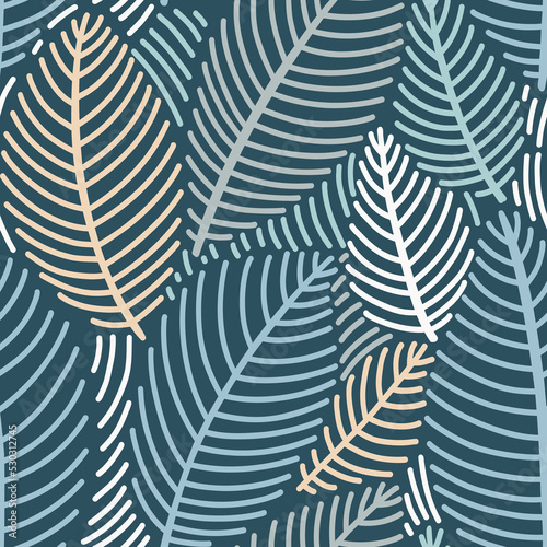 Vector seamless pattern in Scandinavian style with leaves
