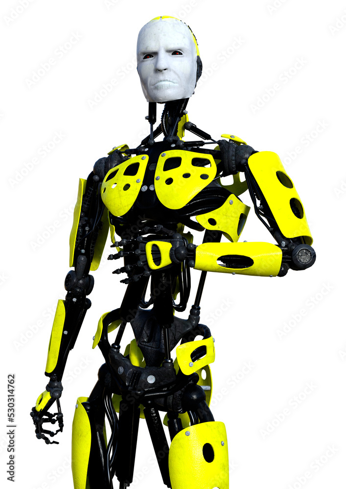 3D Rendering Male Robot on White 3D Rendering Male Robot on White