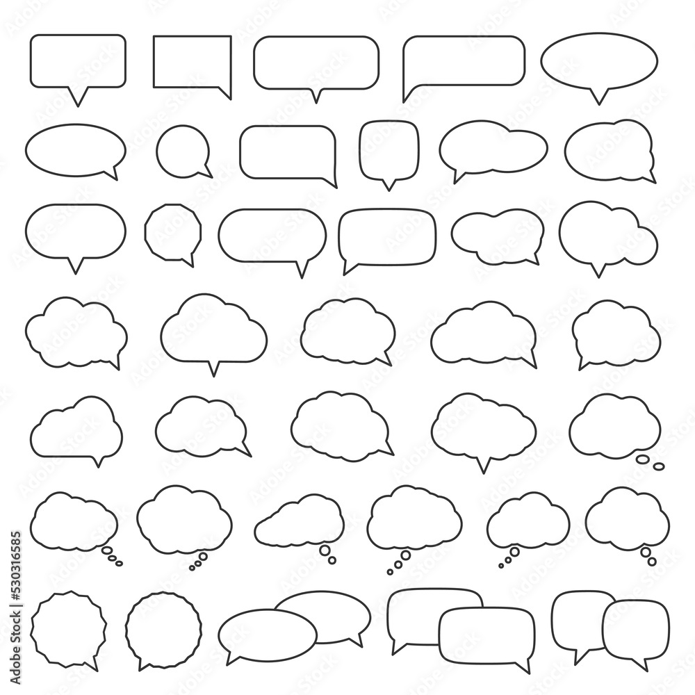 Fototapeta premium big collection of speech bubbles isolated on white background, vector illustration