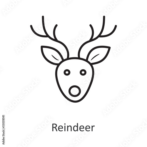 Reindeer vector outline Icon Design illustration. Holiday Symbol on White background EPS 10 File