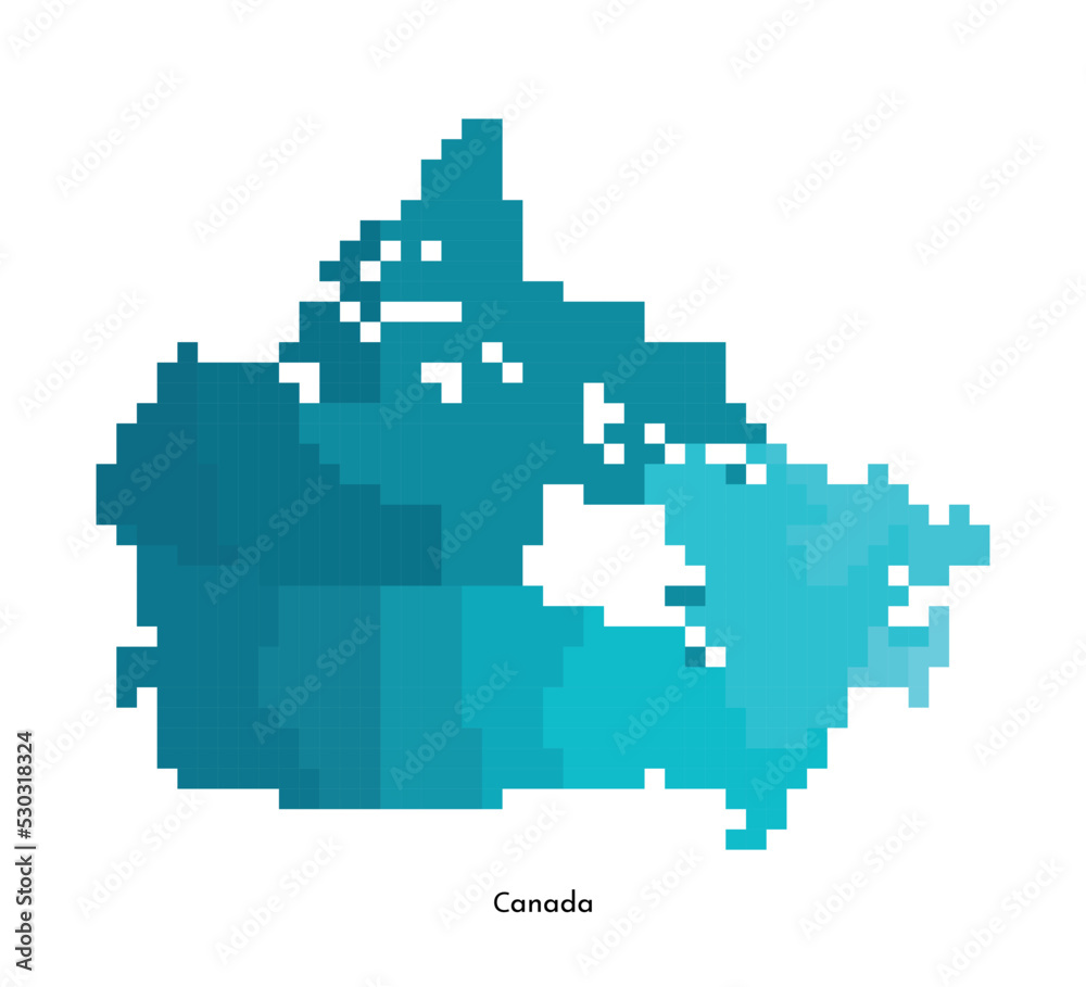 Vector isolated illustration of simplified administrative map of Canada. Borders and names of the regions. Colorful blue shapes in pixel style are template for nft art. Vector isolated illustration of simplified administrative map of Canada. Borders and names of the regions. Colorful blue shapes in pixel style are template for nft art.