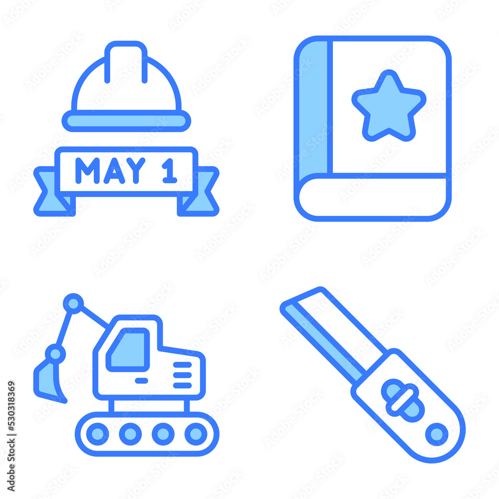 International Labor day and Industry tool icon set. Flat vector design. International Labor day and Industry tool icon set. Flat vector design.