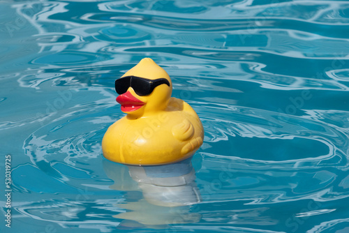 Fototapete yellow rubber duck in the pool