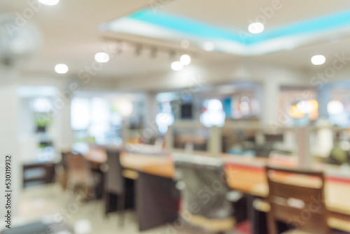 Business office Blurred background meeting room light bokeh education event in company. Blurry abstract background of conference room. Blur background office modern lobby urban decor empty room