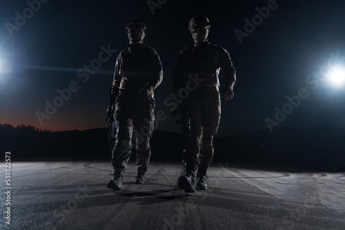 soldiers squad in night mission