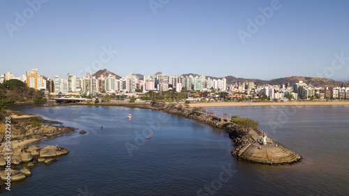 Entrada do Canal de Camburi e o Píer da Iemanjá. Vitória, Espírito Santo, Brasil. photo