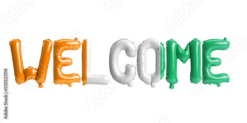3d illustration of welcome-letter balloons in Cote d Ivoire flag isolated on white background © TrngPhp