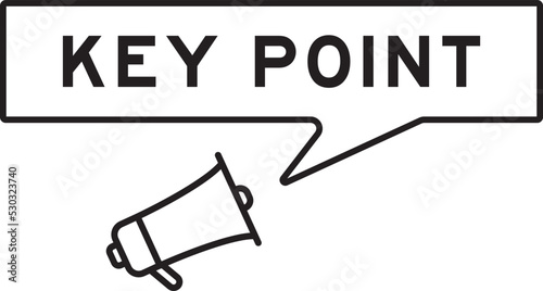 Megaphone icon with speech bubble in word key point on white background