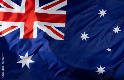 Image of close up of wrinkled national flag of australia