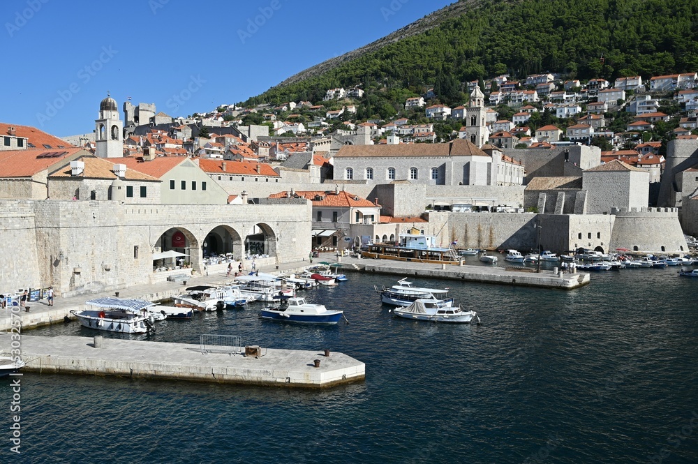 The Harbor at the walled town of Dubrovnik, Croatia.