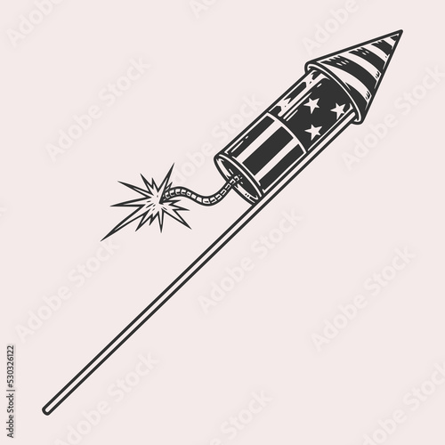 American firecracker monochrome vintage element