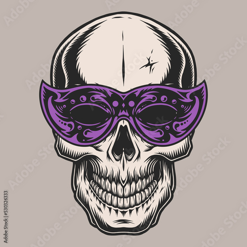 Human skull logotype vintage colorful