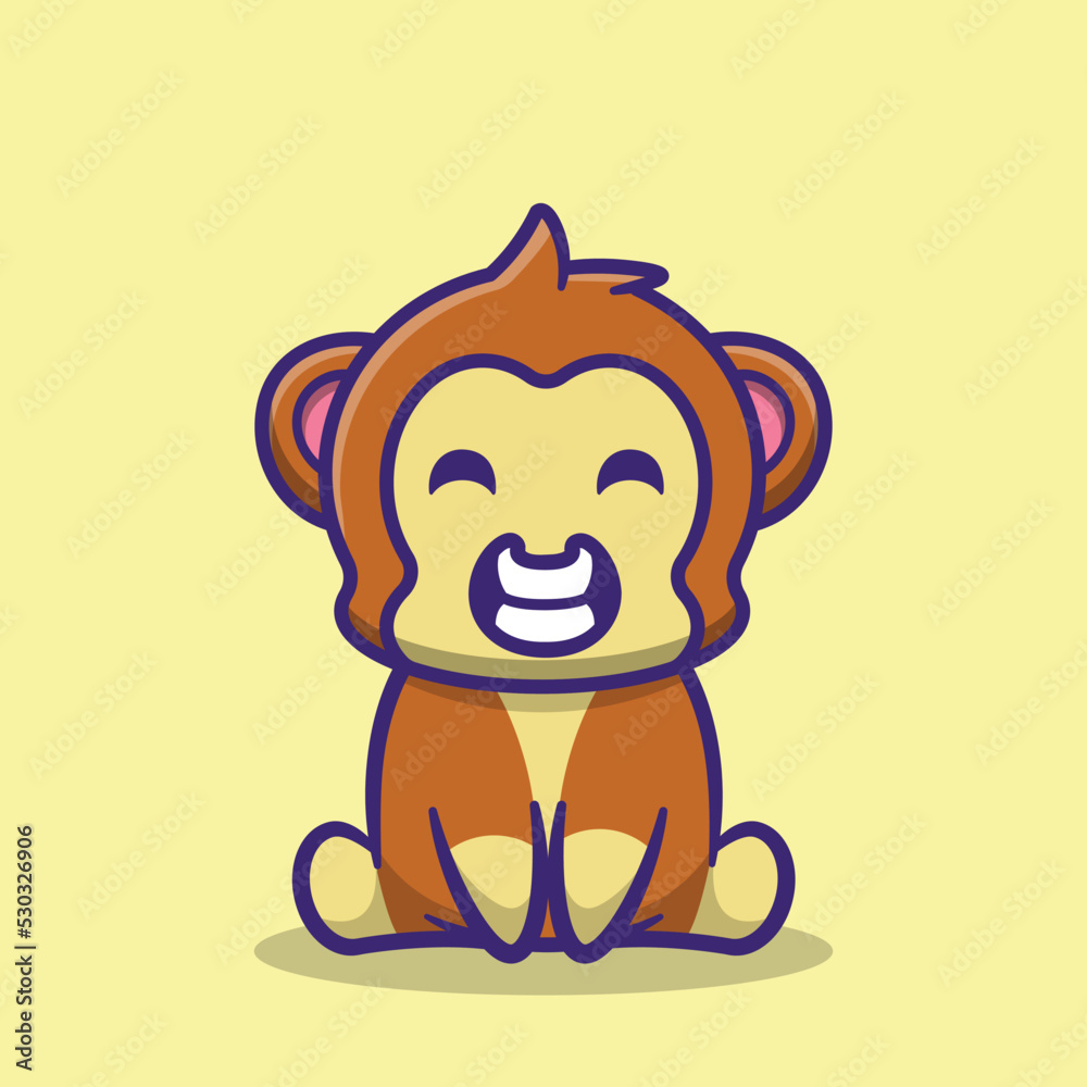 Obraz premium cute mascot icon monkey character is sitting