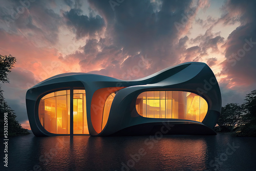 Futuristic building sculpture