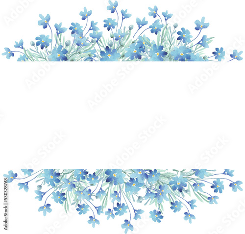 Forget-me-not frame. Watercolor clipart	
