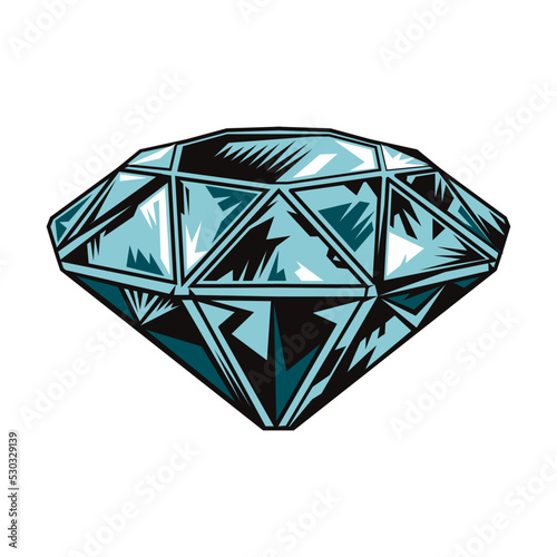 Black diamond flat illustration. Colored retro bandit diamond isolated vector illustration. Military and weapon concept