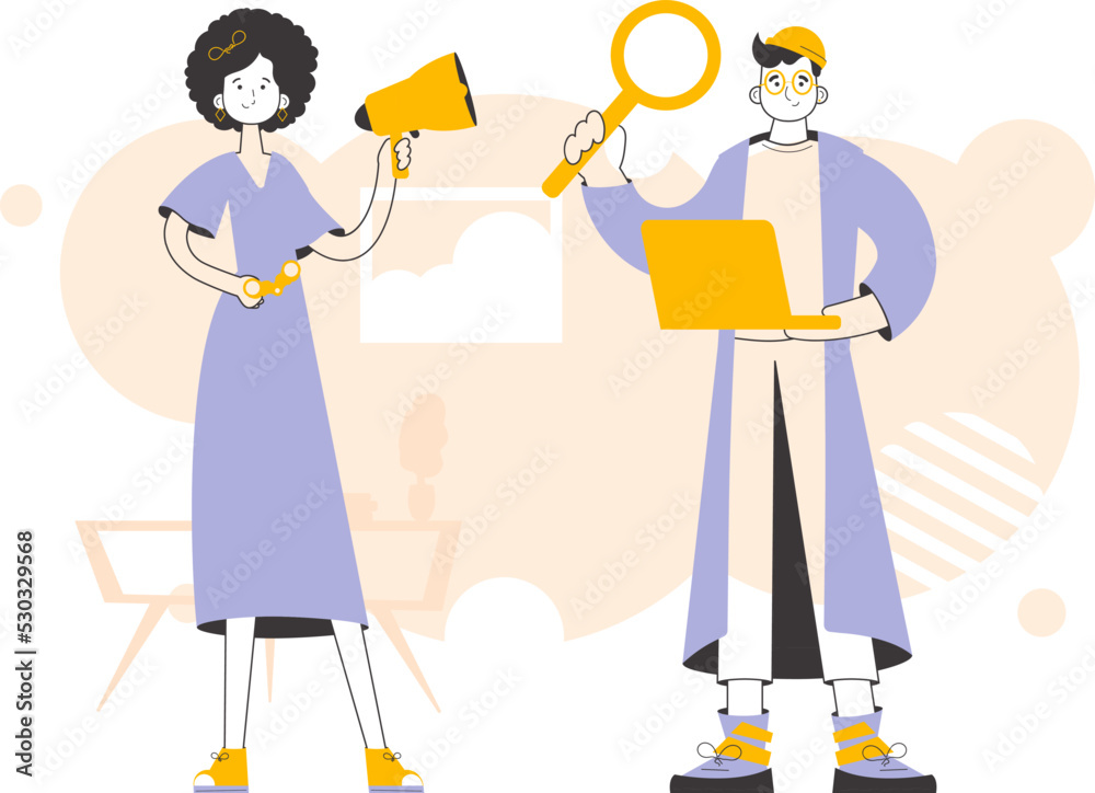 Business people are looking for staff. Modern linear style. Vector. Business people are looking for staff. Modern linear style. Vector.