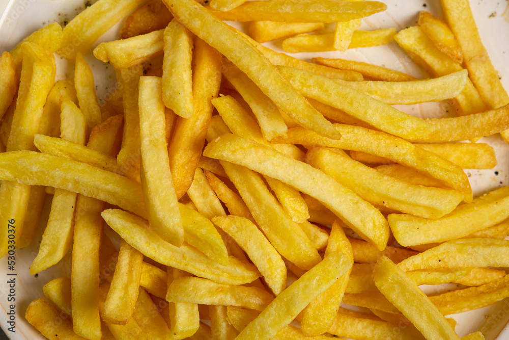 Golden potato chips french fries fast food from above Golden potato chips french fries fast food from above