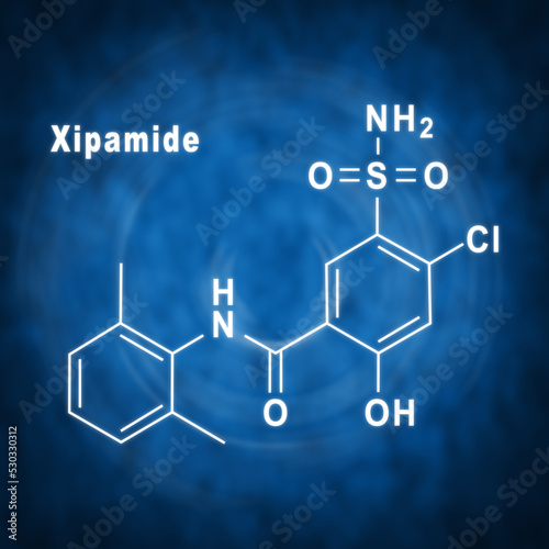 Xipamide molecule, chemical structure photo
