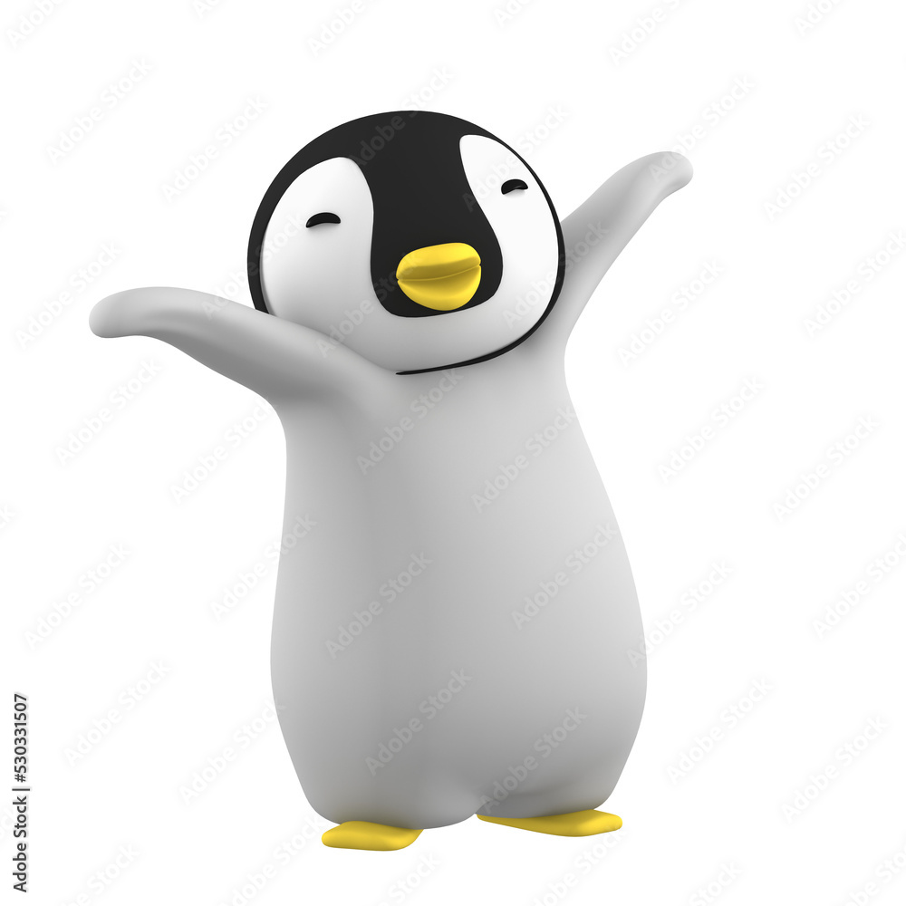 Fototapeta premium baby penguin on transparent background, 3D illustration