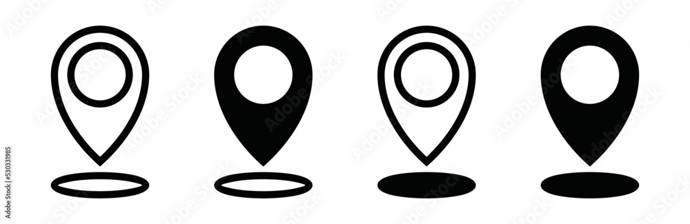 Maps pin location icon vector set. Map pin place marker silhouette. Map marker pointer icon. GPS location sign symbol icon flat vector Maps pin location icon vector set. Map pin place marker silhouette. Map marker pointer icon. GPS location sign symbol icon flat vector
