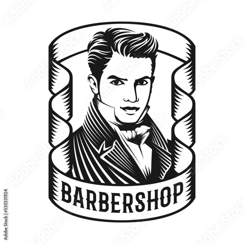 Barbershop with Victorian men's hairstyles and styles