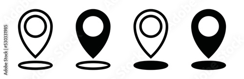 Maps pin location icon vector set. Map pin place marker silhouette. Map marker pointer icon. GPS location sign symbol icon flat vector