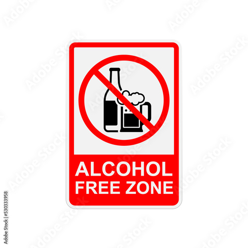 Alcohol free zone icon isolated illustration.