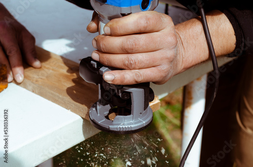 Woodworking shank router bit. Shaping copy milling.