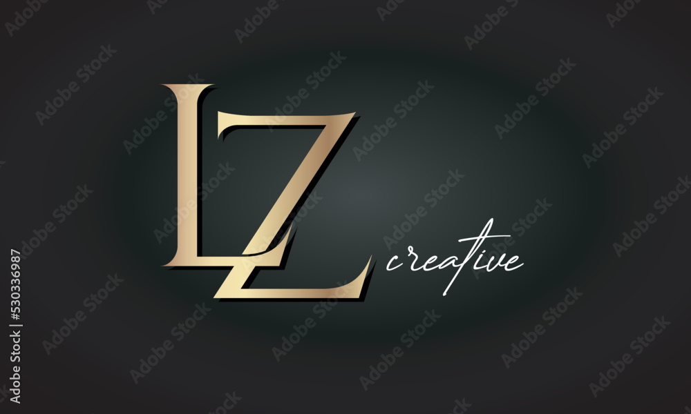LZ letters luxury jewellery fashion brand monogram, creative premium stylish golden logo icon - obrazy, fototapety, plakaty 