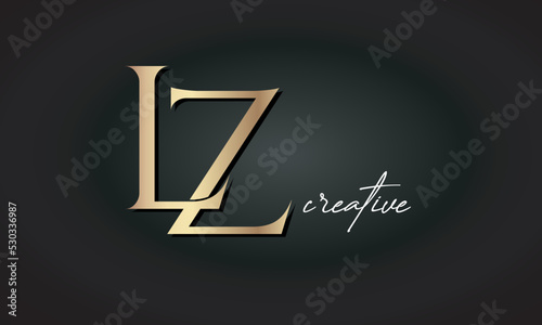 LZ letters luxury jewellery fashion brand monogram, creative premium stylish golden logo icon photo