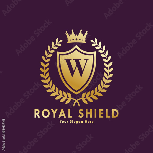 Letter W Logo" Images. Royal shield logo template, Royal heraldic emblem shield with crown