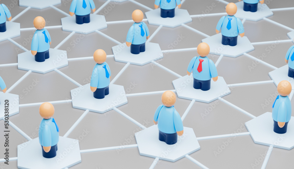 Business connections. Business system as a single organism. Leader and subordinates at work. 3d render Business connections. Business system as a single organism. Leader and subordinates at work. 3d render