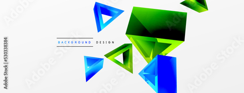 Triangle abstract background. 3d vector basic shape technology or business concept composition. Trendy techno business template for wallpaper, banner, background or landing