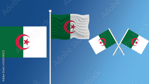Waving flag of People's Democratic Republic of Algeria(Algeria)on the white background vector and illustration  photo