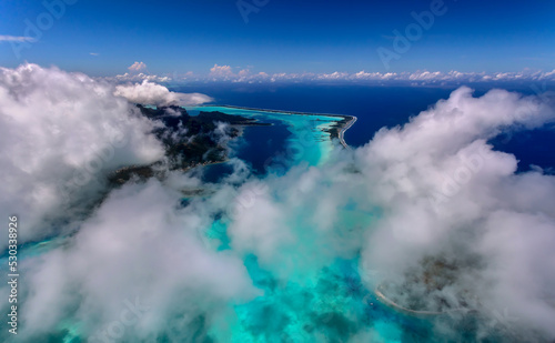 Fototapeta Naklejka Na Ścianę i Meble -  Aerial Bora Bora French Polynesia Pacific Atoll Island