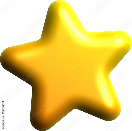 3d cute golden yellow star icon