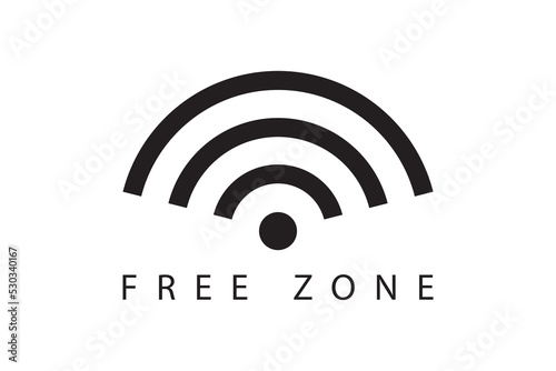 Wifi free zone symbol. Wireless signal sign. Mobile internet vector icon.