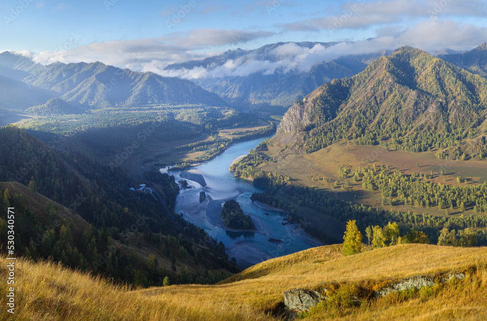 The Katun River flows among the mountains