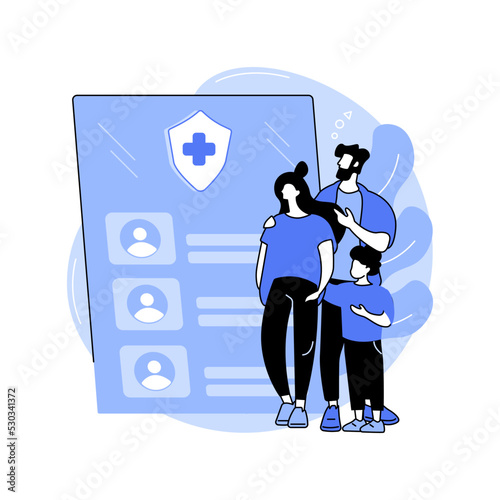 Family health insurance isolated cartoon vector illustrations.