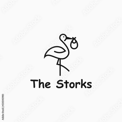 stork logo design icon vector illustration