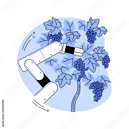 Harvesting and picking robots isolated cartoon vector illustrations.
