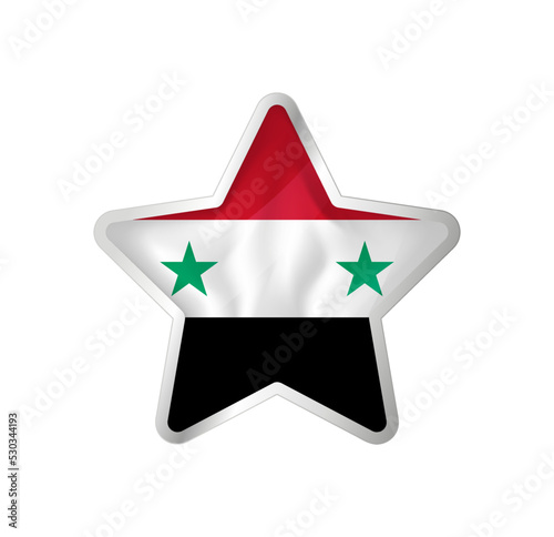 Syria flag in star. Button star and flag template. Easy editing and vector in groups. National flag vector illustration on white background.