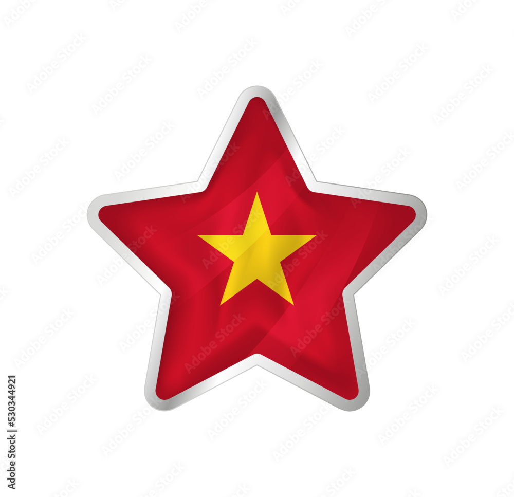 Vietnam flag in star. Button star and flag template. Easy editing and vector in groups. National flag vector illustration on white background. Vietnam flag in star. Button star and flag template. Easy editing and vector in groups. National flag vector illustration on white background.