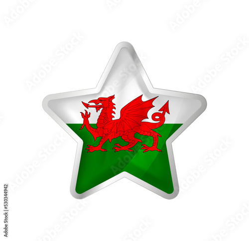 Wales flag in star. Button star and flag template. Easy editing and vector in groups. National flag vector illustration on white background.