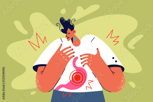 Unhealthy man suffer from stomachache